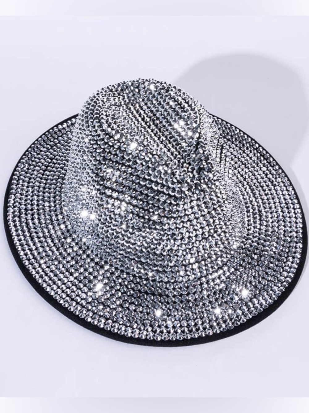 AKIRA Cute Silver & Black Rhinestone Fedora Cowboy Hat Cap Michael Jackson New 🤩 - Picture 3 of 11
